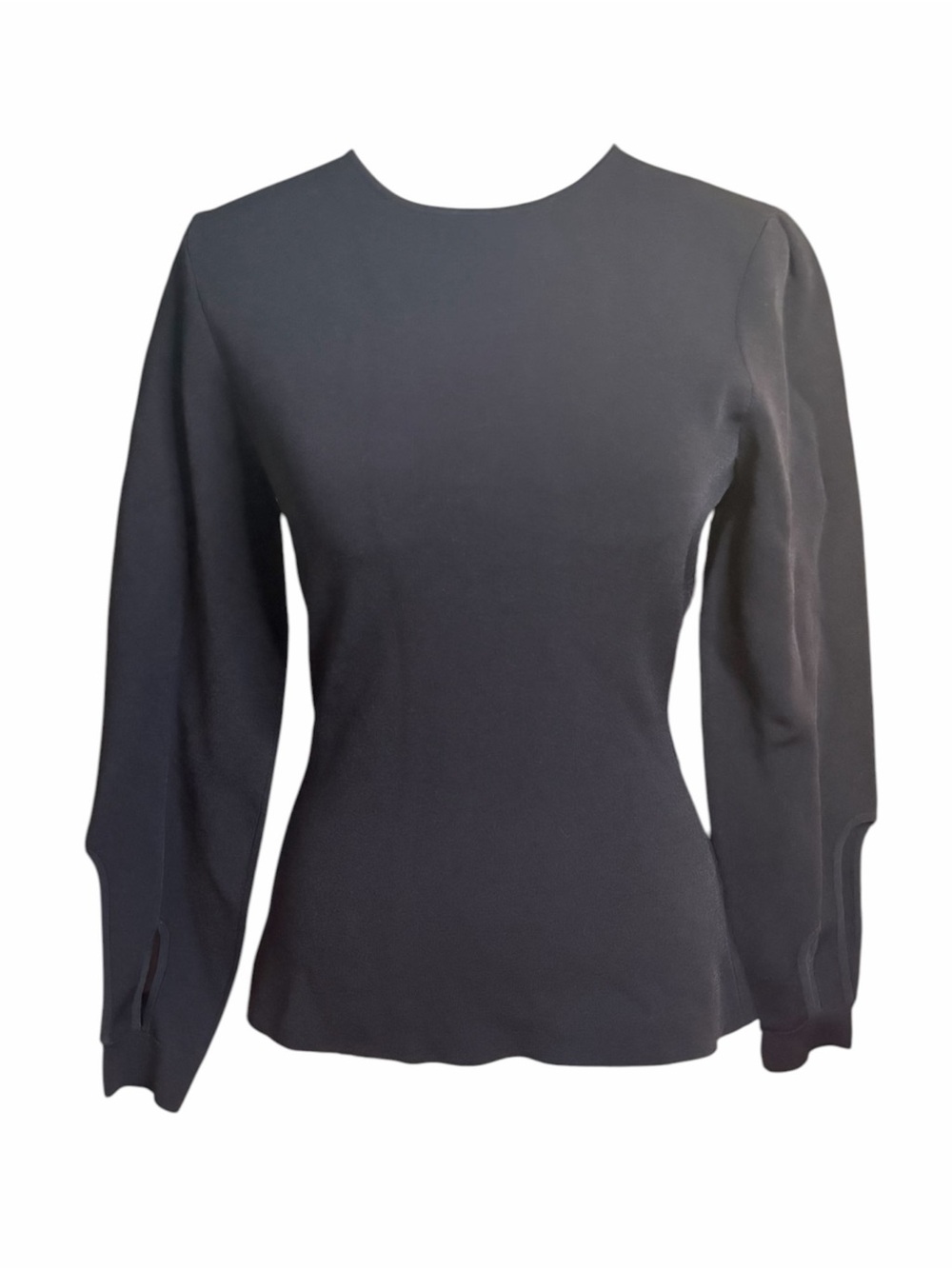 Roland Mouret Black Plain Birdseye Stitch Long Sleeve Crewneck